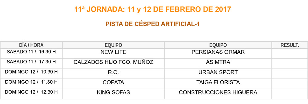 Horarios próxima jornada